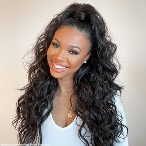 INH INSERT NAME HERE - Chloe Half Up Half Down Ponytail Extension - Jet Black